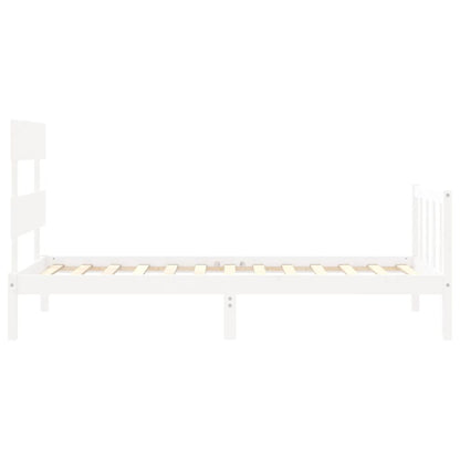 Berkfield Bed Frame with Headboard White Single Solid Wood