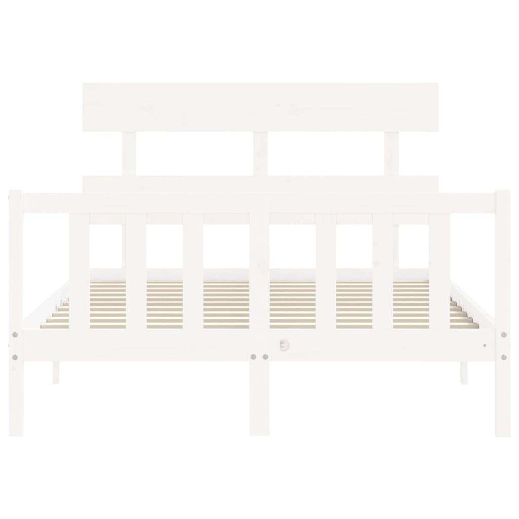 Berkfield Bed Frame with Headboard White Small Double Solid Wood