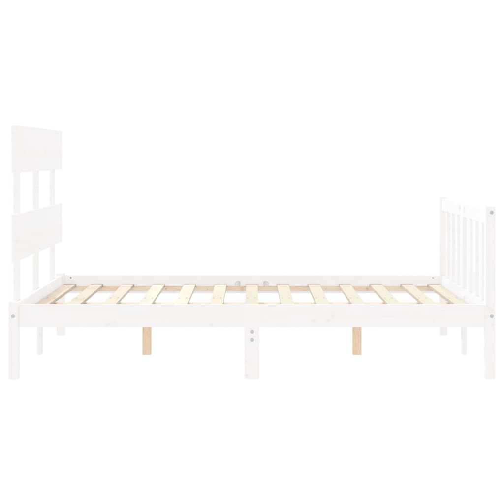 Berkfield Bed Frame with Headboard White Small Double Solid Wood