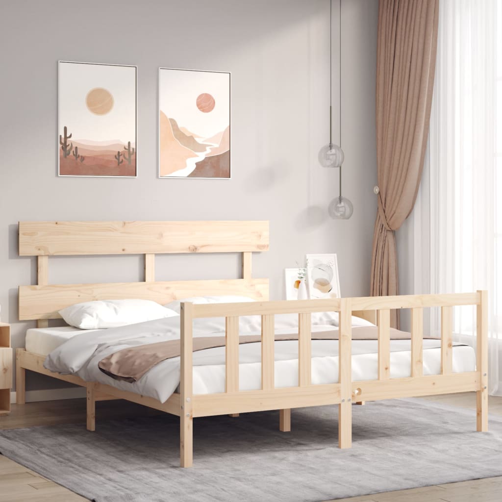 Berkfield Bed Frame with Headboard 160x200 cm Solid Wood