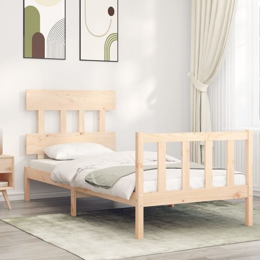 Berkfield Bed Frame with Headboard Single Solid Wood