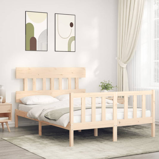 Berkfield Bed Frame with Headboard Small Double Solid Wood