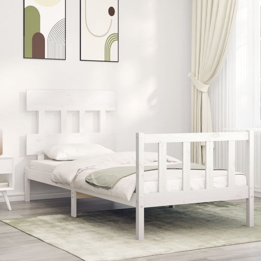 Berkfield Bed Frame with Headboard White 90x200 cm Solid Wood