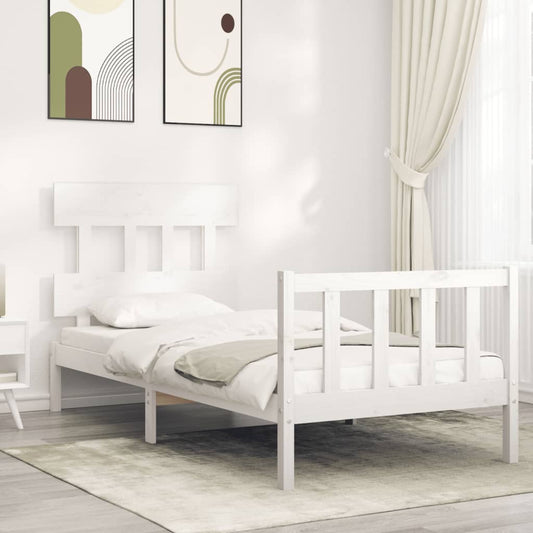 Berkfield Bed Frame with Headboard White 100x200 cm Solid Wood