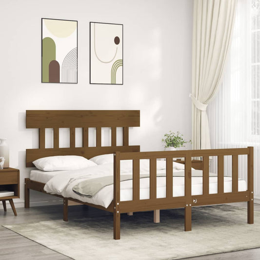 Berkfield Bed Frame with Headboard Honey Brown 120x200 cm Solid Wood