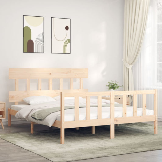 Berkfield Bed Frame with Headboard 160x200 cm Solid Wood