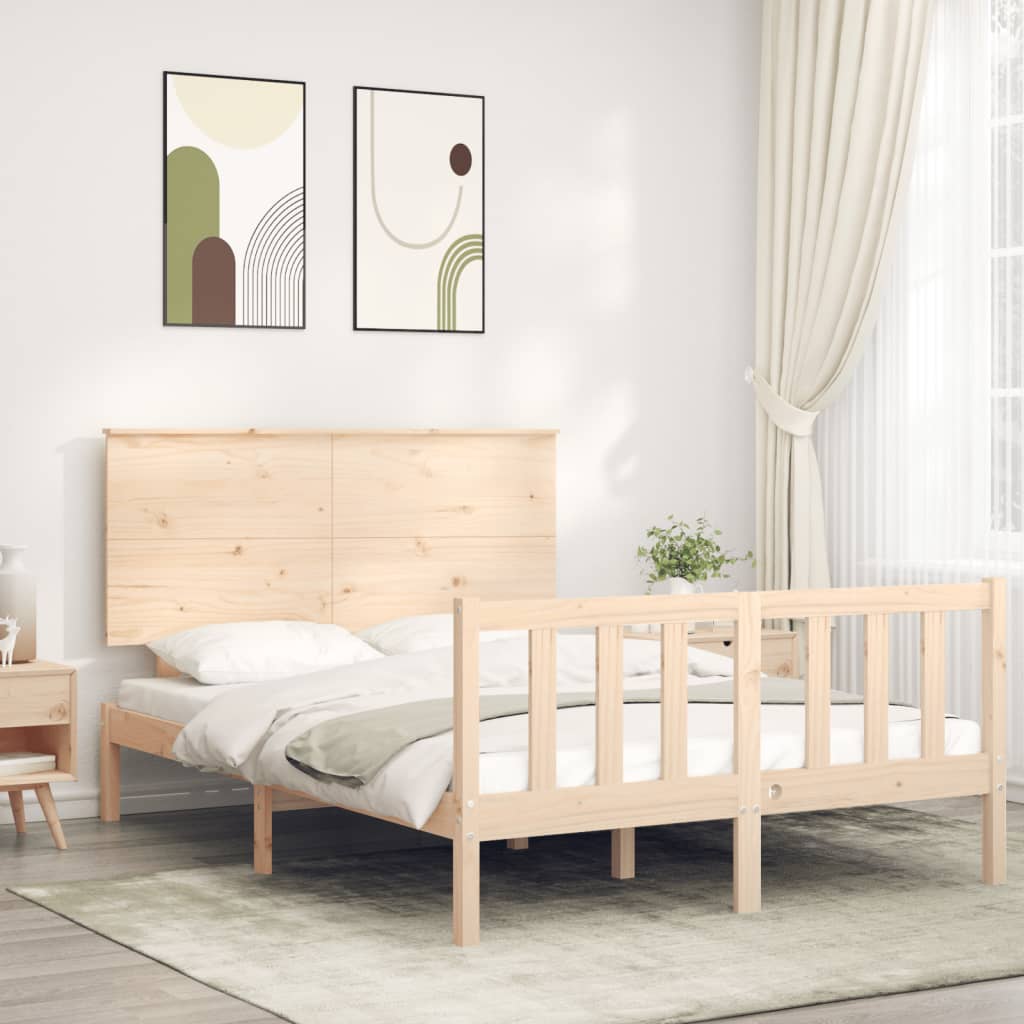 Berkfield Bed Frame with Headboard 140x190 cm Solid Wood