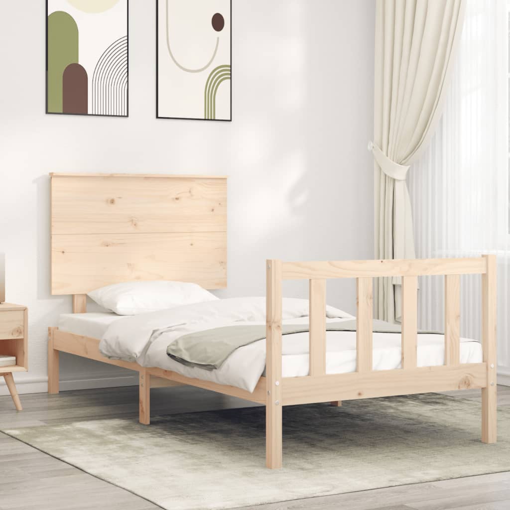 Berkfield Bed Frame with Headboard 90x200 cm Solid Wood
