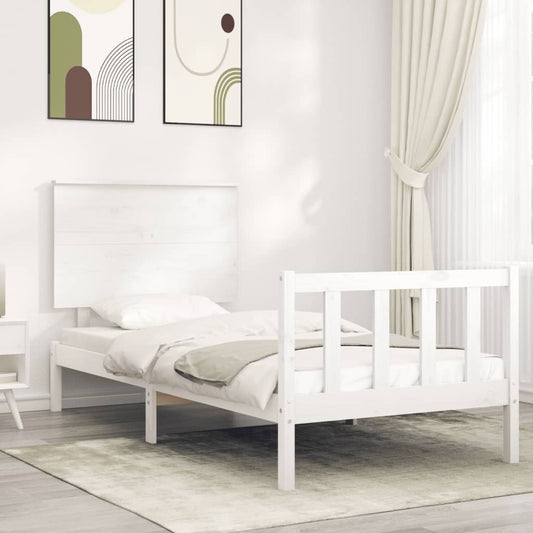 Berkfield Bed Frame with Headboard White 100x200 cm Solid Wood