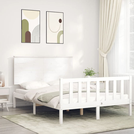 Berkfield Bed Frame with Headboard White 140x200 cm Solid Wood