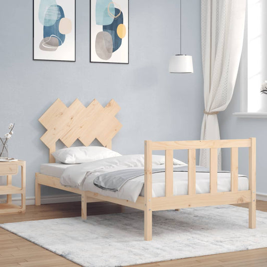Berkfield Bed Frame with Headboard Single Solid Wood