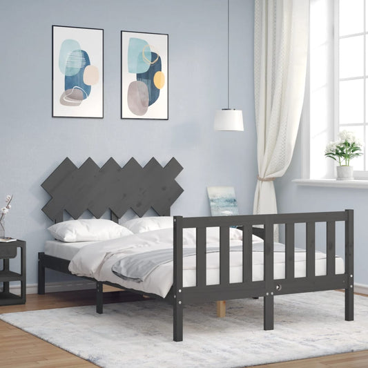 Berkfield Bed Frame with Headboard Grey 120x200 cm Solid Wood