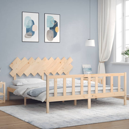 Berkfield Bed Frame with Headboard Super King Size Solid Wood