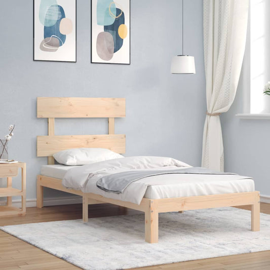 Berkfield Bed Frame with Headboard Small Single Solid Wood