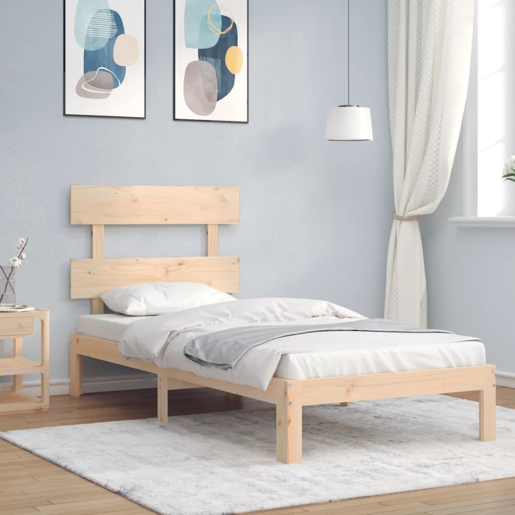 Berkfield Bed Frame with Headboard Single Solid Wood