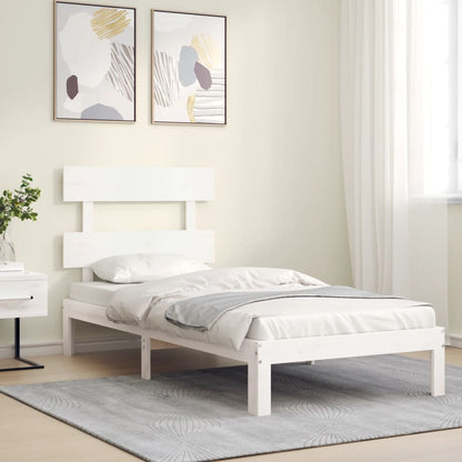 Berkfield Bed Frame with Headboard White Single Solid Wood