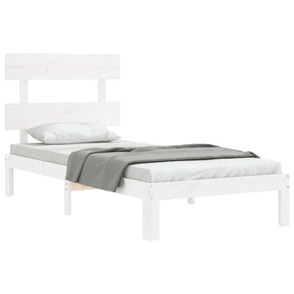 Berkfield Bed Frame with Headboard White Single Solid Wood