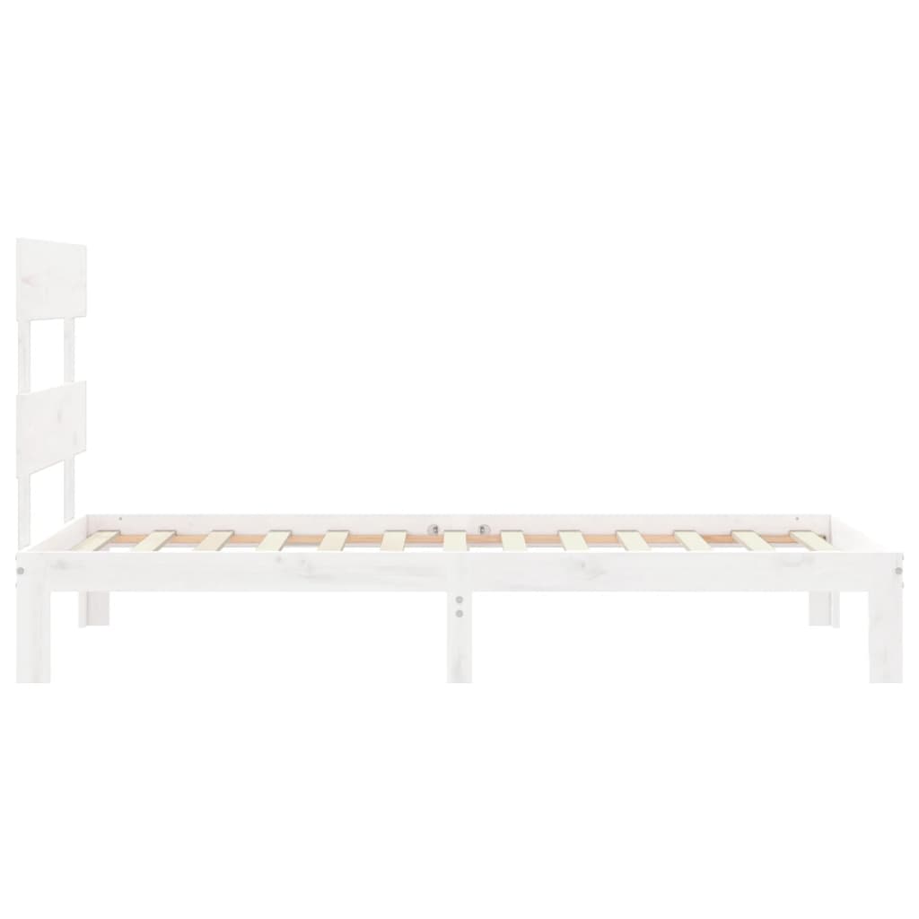 Berkfield Bed Frame with Headboard White Single Solid Wood