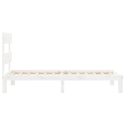 Berkfield Bed Frame with Headboard White Single Solid Wood