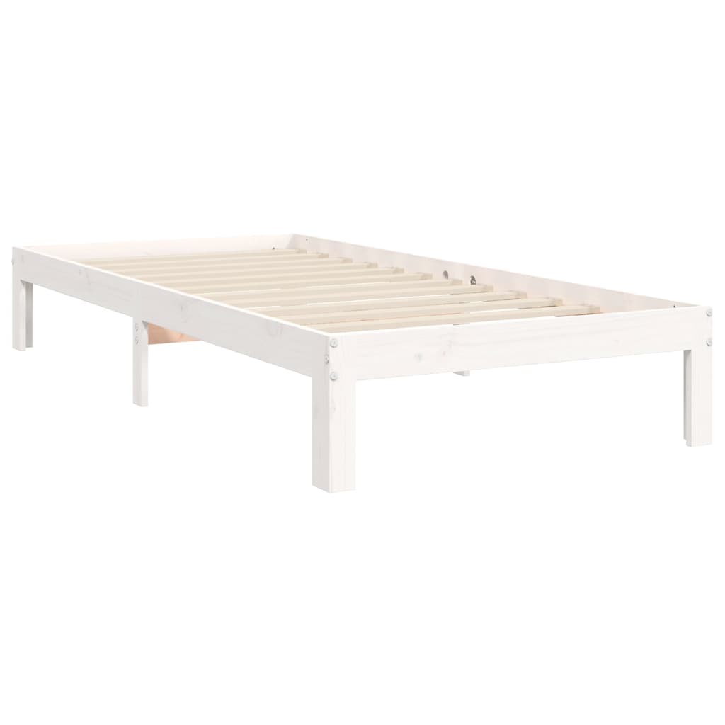 Berkfield Bed Frame with Headboard White Single Solid Wood