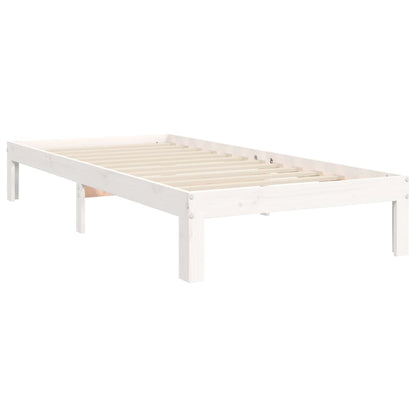 Berkfield Bed Frame with Headboard White Single Solid Wood
