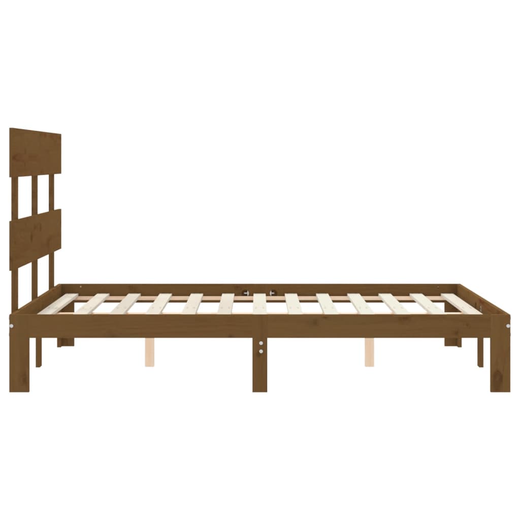 Berkfield Bed Frame with Headboard Honey Brown Small Double Solid Wood