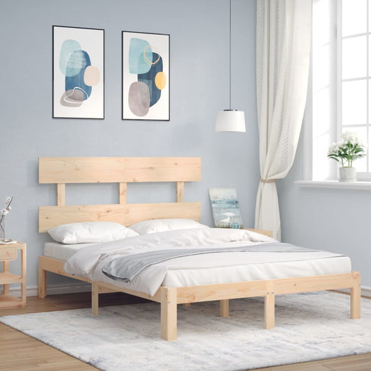 Berkfield Bed Frame with Headboard 140x190 cm Solid Wood