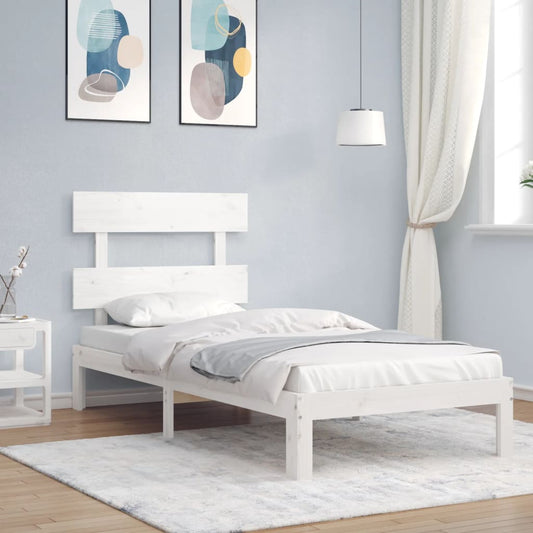 Berkfield Bed Frame with Headboard White 100x200 cm Solid Wood