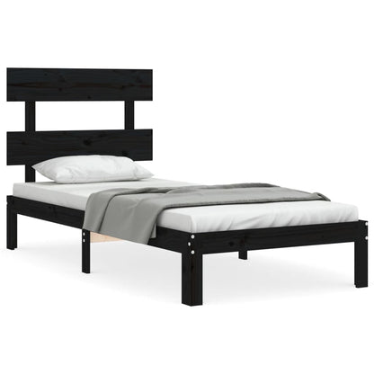 Berkfield Bed Frame with Headboard Black 100x200 cm Solid Wood
