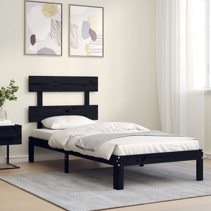 Berkfield Bed Frame with Headboard Black 100x200 cm Solid Wood