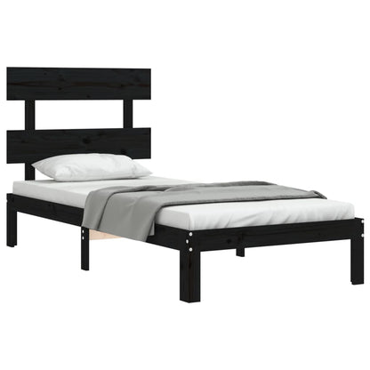 Berkfield Bed Frame with Headboard Black 100x200 cm Solid Wood