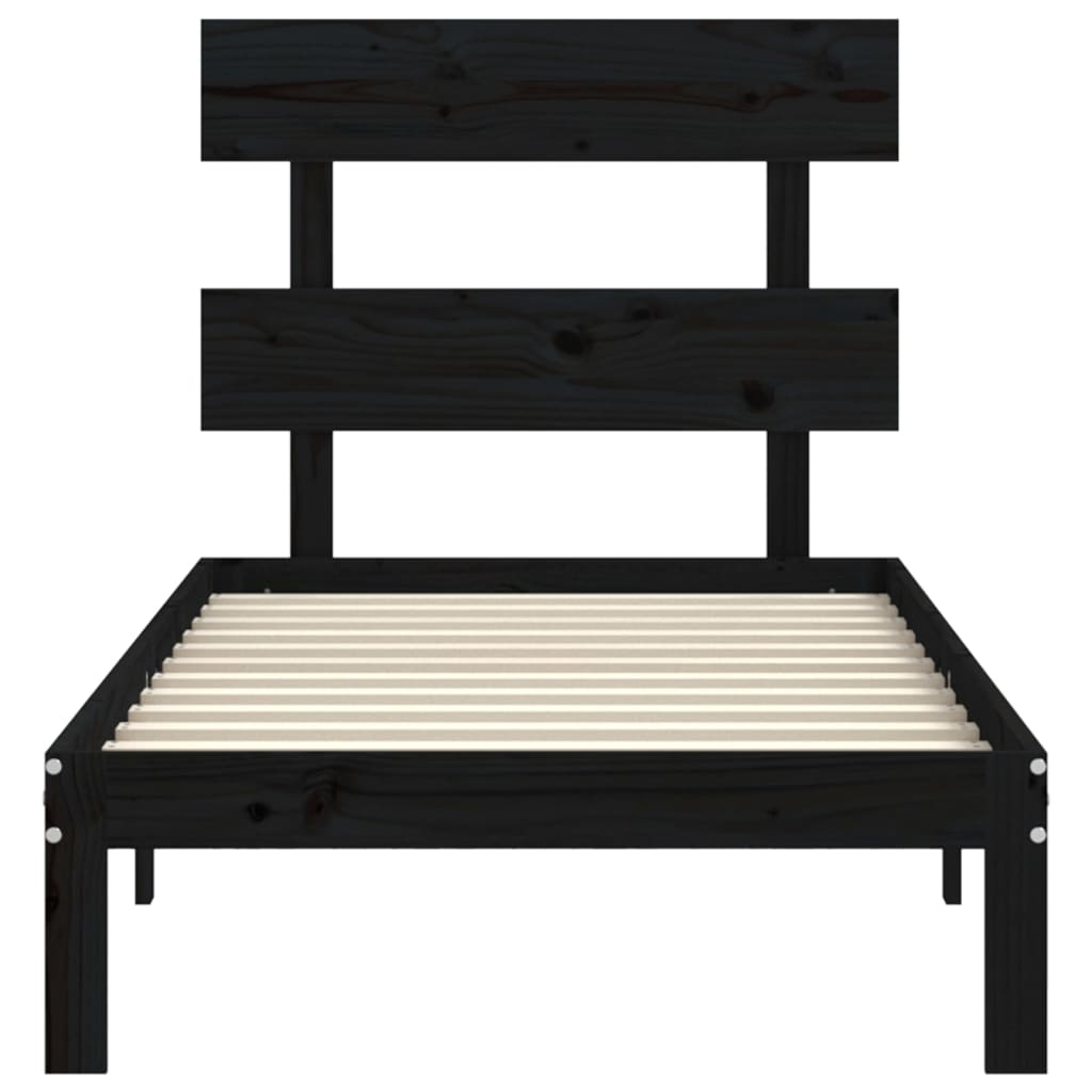 Berkfield Bed Frame with Headboard Black 100x200 cm Solid Wood