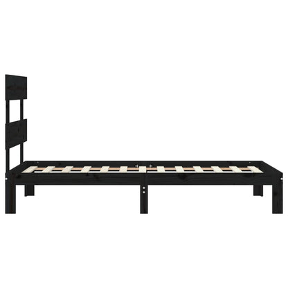 Berkfield Bed Frame with Headboard Black 100x200 cm Solid Wood