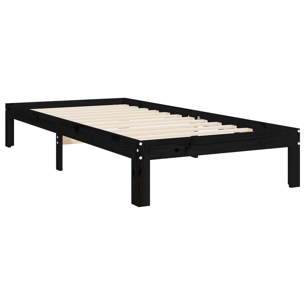 Berkfield Bed Frame with Headboard Black 100x200 cm Solid Wood