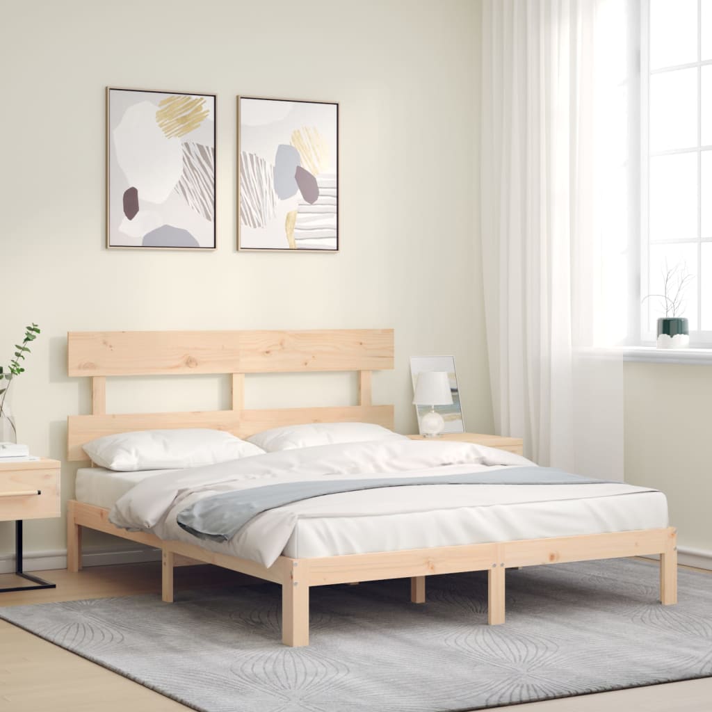 Berkfield Bed Frame with Headboard 160x200 cm Solid Wood
