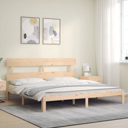 Berkfield Bed Frame with Headboard Super King Size Solid Wood