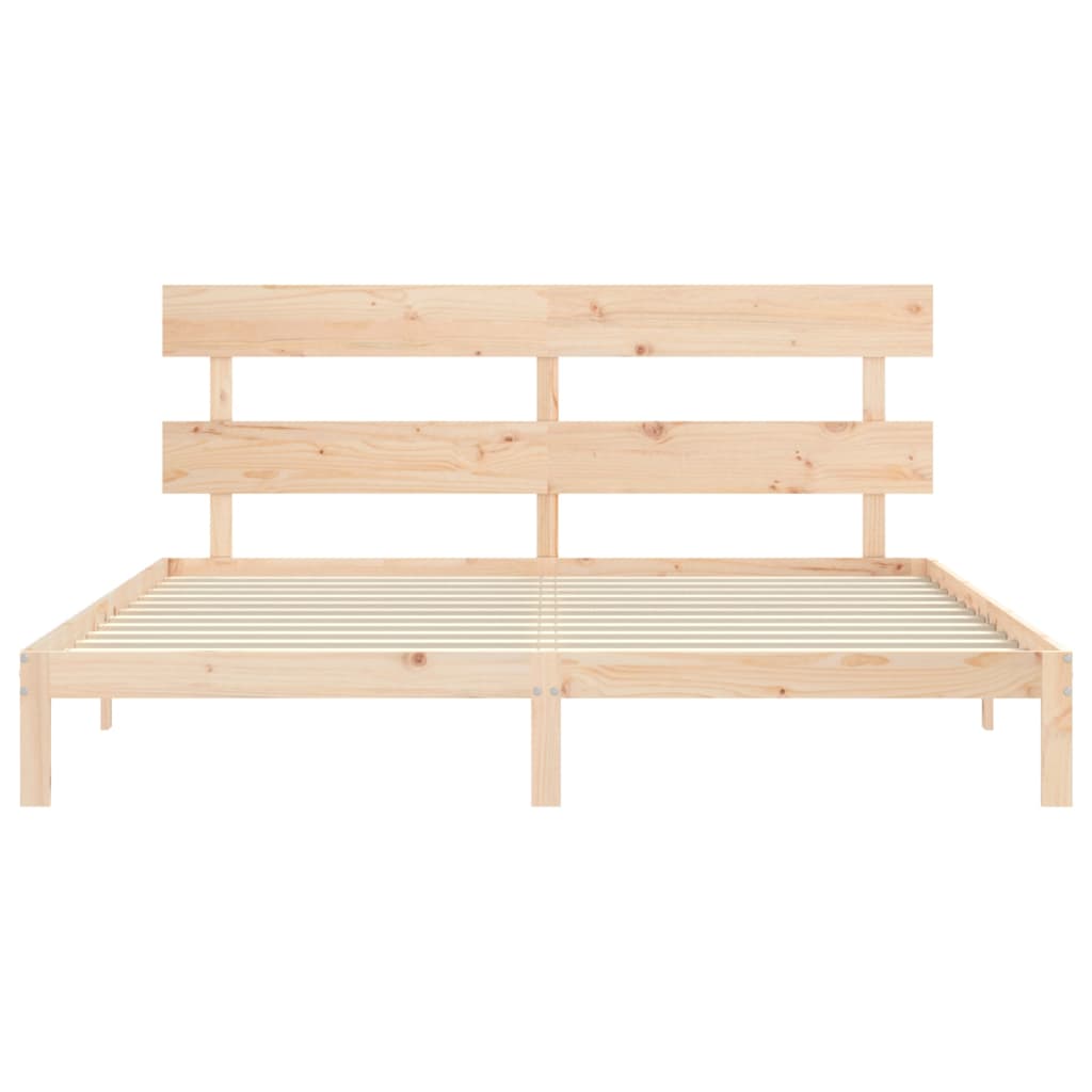 Berkfield Bed Frame with Headboard Super King Size Solid Wood