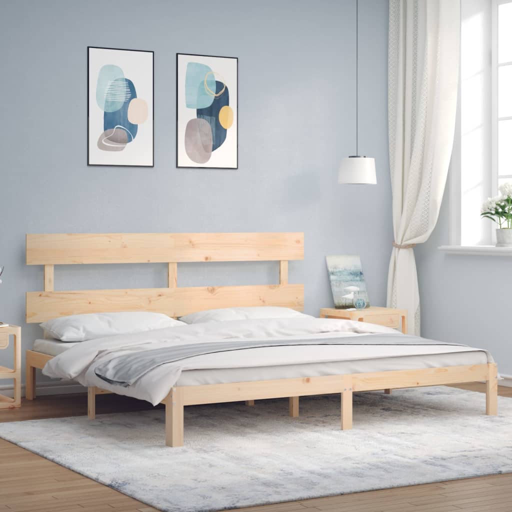 Berkfield Bed Frame with Headboard Super King Size Solid Wood