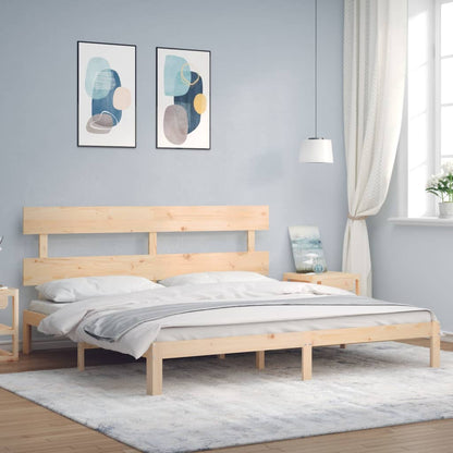 Berkfield Bed Frame with Headboard Super King Size Solid Wood