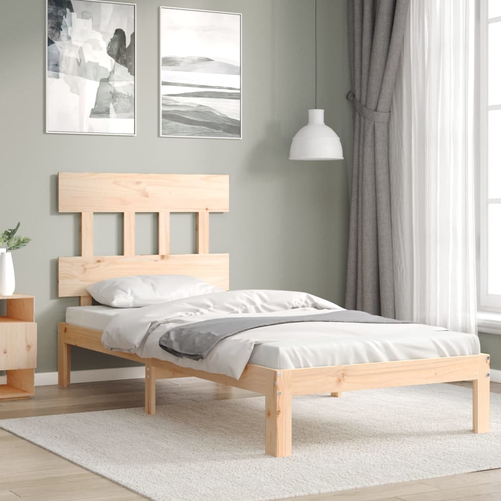 Berkfield Bed Frame with Headboard Single Solid Wood
