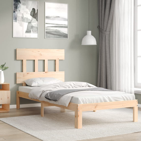Berkfield Bed Frame with Headboard Single Solid Wood