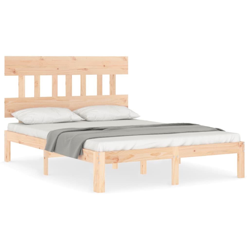 Berkfield Bed Frame with Headboard Double Solid Wood