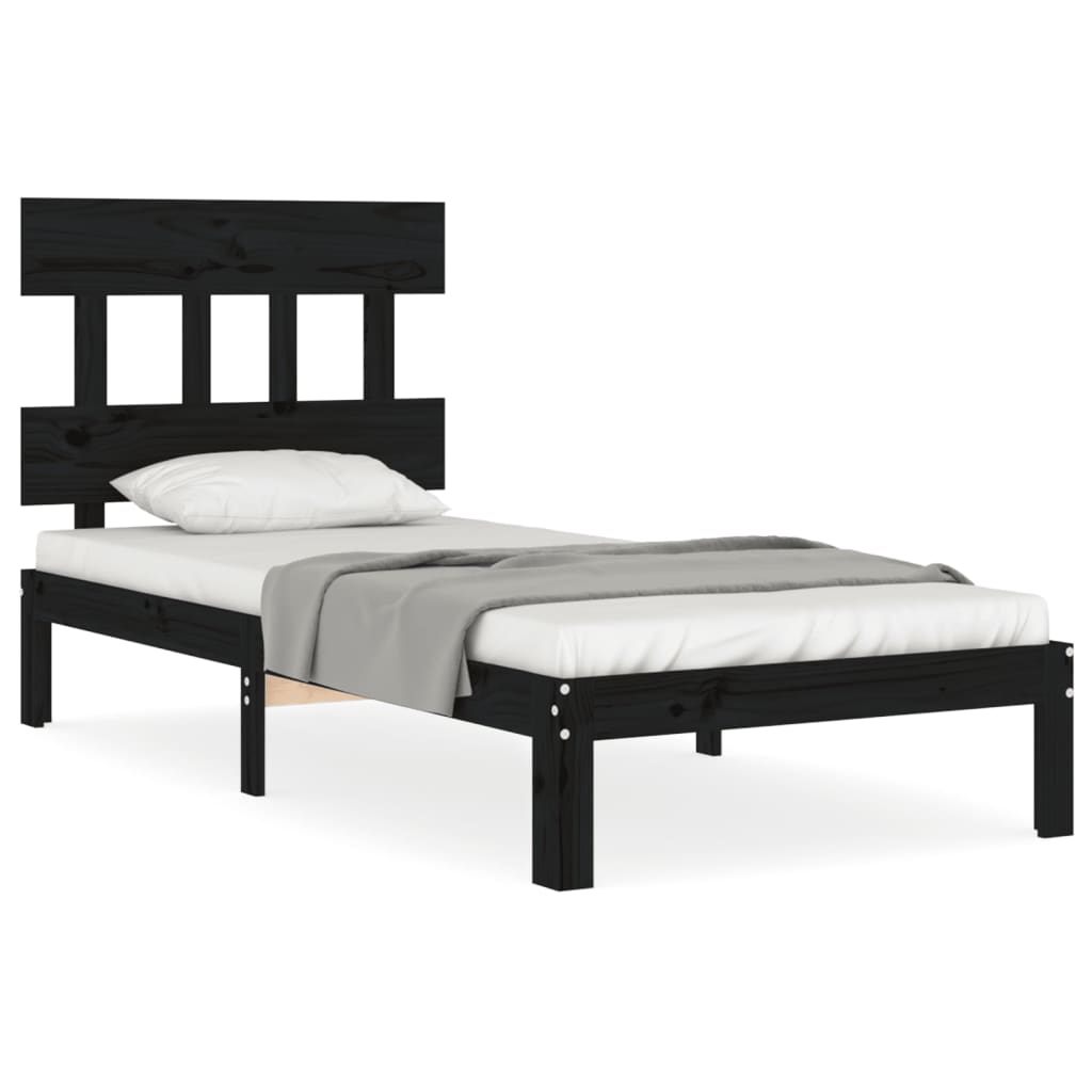 Berkfield Bed Frame with Headboard Black 100x200 cm Solid Wood