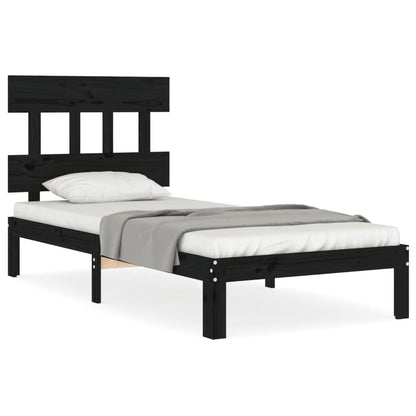 Berkfield Bed Frame with Headboard Black 100x200 cm Solid Wood