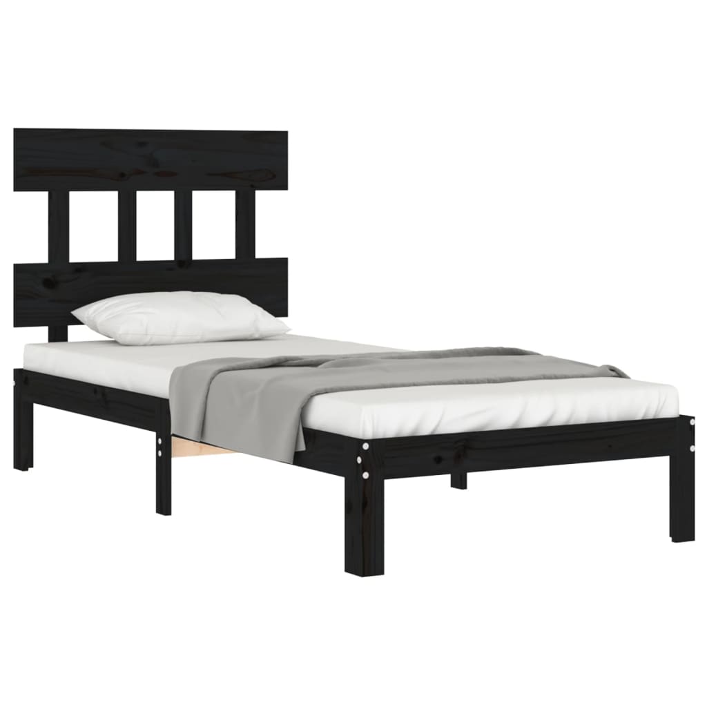 Berkfield Bed Frame with Headboard Black 100x200 cm Solid Wood