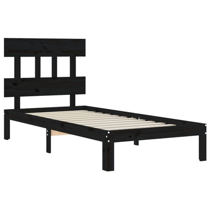 Berkfield Bed Frame with Headboard Black 100x200 cm Solid Wood