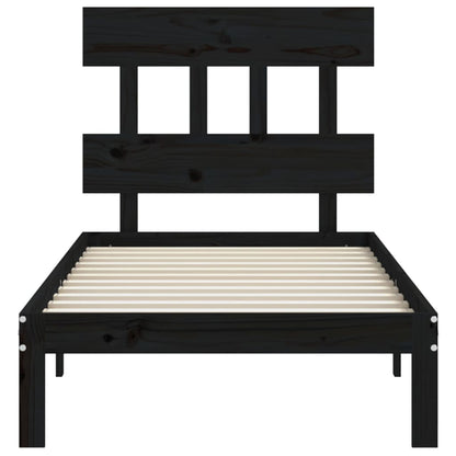 Berkfield Bed Frame with Headboard Black 100x200 cm Solid Wood
