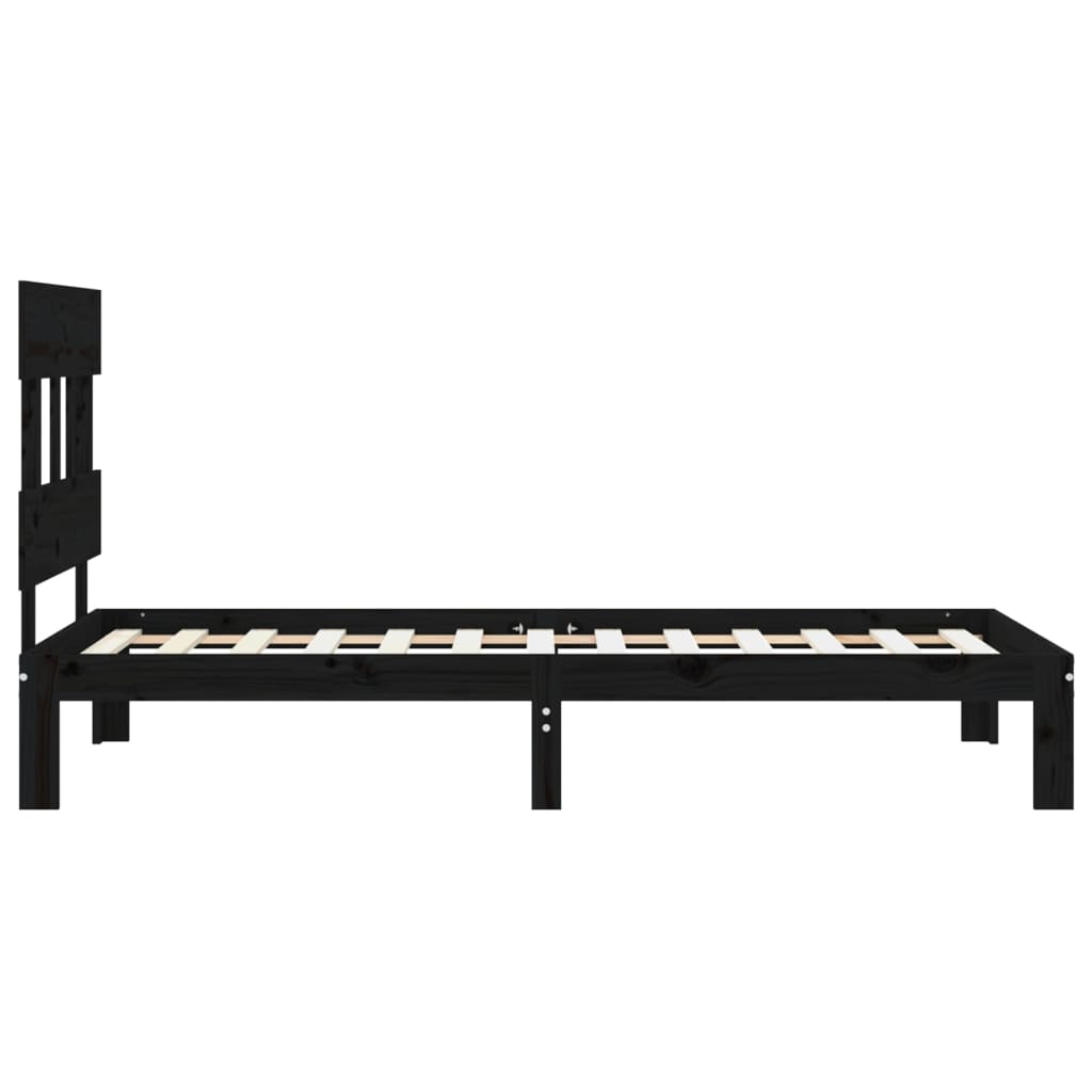 Berkfield Bed Frame with Headboard Black 100x200 cm Solid Wood