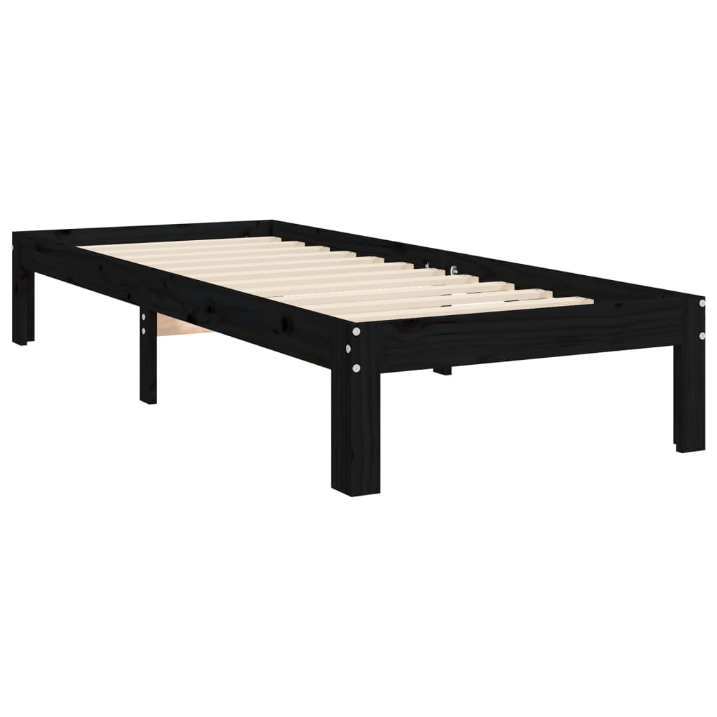 Berkfield Bed Frame with Headboard Black 100x200 cm Solid Wood