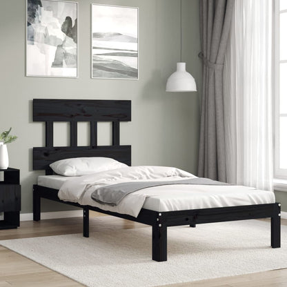 Berkfield Bed Frame with Headboard Black 100x200 cm Solid Wood